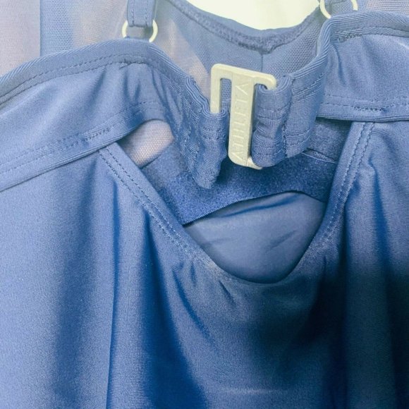 NEW Athleta tankini top Cross Back navy blue racerback swimsuit 36 B C women - Picture 5 of 10